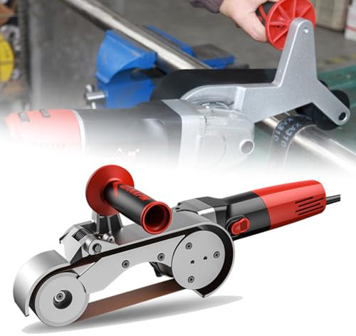 Electric Stainless Steel Tube Polisher Handheld Pipe Polishing Finishing Belt Sander with High Efficiency,2Roller