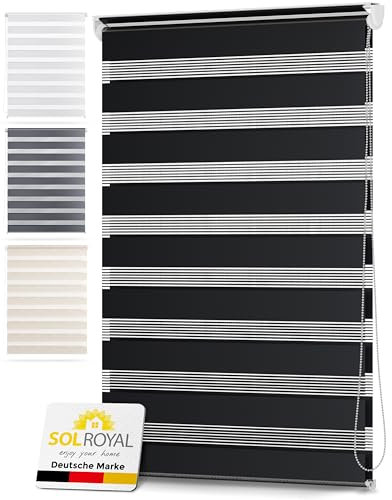 Sol Royal Doppelrollo 50 cm breit DL2 – Doppelrollo Klemmfix ohne Bohren 50x150 cm – Fensterrollo Innen Rollos für Fenster ohne Bohren – Sicht & Sonnenschutz Duo Rollo Fenster Rollos für Innen Schwarz