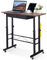 GTPLAYER Standing Desk Height Adjustable 80×50cm, Mobile Small Portable Computer Office Desks with Wheels, Tablet Slot and Smart Storage, Manual Sit Stand Table for Home Office Brown