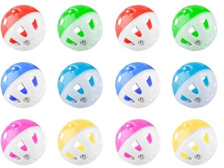 Tabanzhe Jingle Cat Bell Ball - 12PCS Interactive Play Toys for Indoor Training (Random Color)