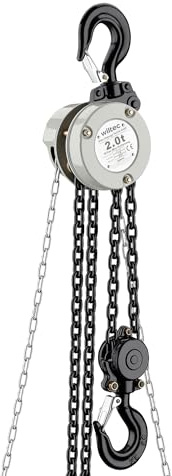 Wiltec Mini Kettenzug bis 2 t, robuster Handkettenzug 3 m Hubhöhe, Tragmittel mit 3 m Lastkette, Hebezeug manuell, hochbelastbares Hebemittel