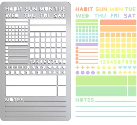 UNICRAFTALE 1 plantilla de calendario de acero inoxidable, semanal de metal, notas de diario, reutilizables para manualidades, cuadernos, diarios, álbumes de recortes