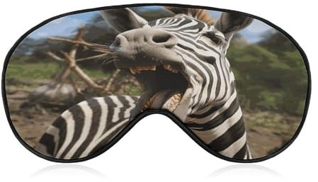 Lustige Zebra-Reise-Augenmaske, Verdunkelungs-Augenmaske zum Schlafen, Flugzeug, Augenmaske mit verstellbarem Riemen, Schlafmasken für Damen und Herren, weiche Nacht-Augenbinde