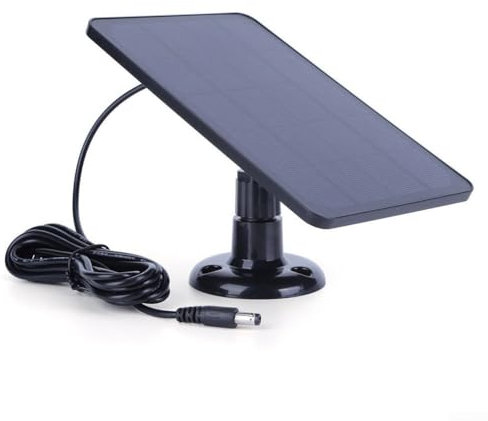 Besshepplo Panneau solaire pour caméra clignotante, panneau solaire 4 W 5 V compatible avec caméra extérieure, chargeur solaire étanche avec câble de 3 m pour surveiller la sécurité (noir CC)