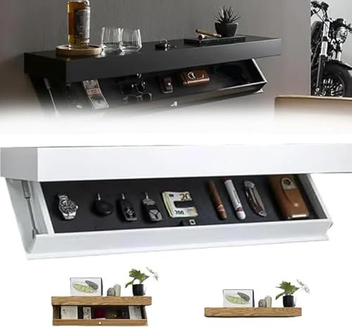 SYLUOQP Regal mit Geheimfach, Verstecktes Regal als Safe für Wohnzimmer oder Büro, Wandaufbewahrungslösung, Wandboard mit Geheimfach,Weiß