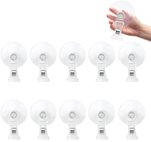 Vidsmow 10 PCS Ventouse Crochet Clip Holder, Ensemble Ventouses Multifonctionnelles pour Fenêtres en Verre, Support pour Ticket de Parking, Décorations et Aquariums, Pratique et Réutilisable