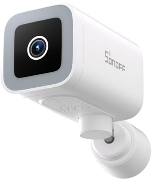 SONOFF CAM-B1P Cámara Exterior: 2K HD, visión Nocturna en Color, Vista 180° panorámica, detección/Seguimiento Humano con IA, IP65, Audio bidireccional, Compatible con hogar Inteligente.