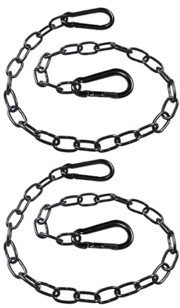 2 Stück Kette Schwarz, Kette Mit Karabiner, 0.5m Stahlkette Gliederkette für Außenzäune Haustiere Gartentore