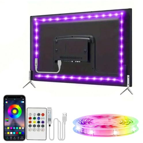 LED TV Hintergrundbeleuchtung 1M für 32-50 Zoll TV, USB Led Strip mit Musik Sync, RGB TV Backlight Bluetooth APP&Fernsteuerung, Led Fernseher Beleuchtung für Deko