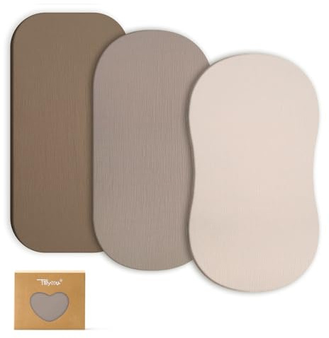TILLYOU Musselin Spannbettlaken 3er Set Spannbettlaken Kinderwagen 100% Baumwolle Spannbettlaken Beistellbett 40x80 cm, Braun