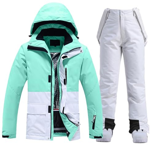 HOTIAN Damen Ski Jacke und Hosen 2 Teilig Set Skianzug Damen Wasserdicht Winddicht Winter Warme SkiSchnee Skifahren Sätze Snowboard Set