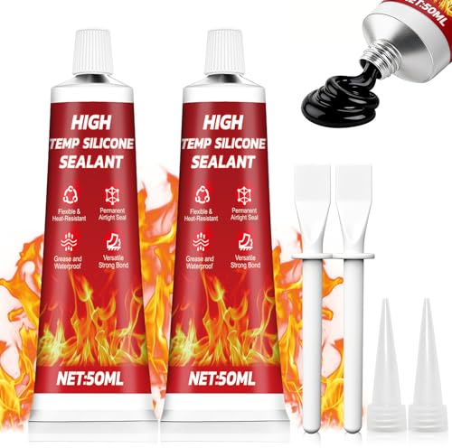 Colle Haute Temperature, Mastic Refractaire, 100 ml, Noir et Résistant | Silicone Haute Temperature, pour Poêles, Cheminées et Verre de Four