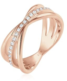 Elli Premium Damen PREMIUM Ring Wickelring Blogger mit Kristallen Vergoldet