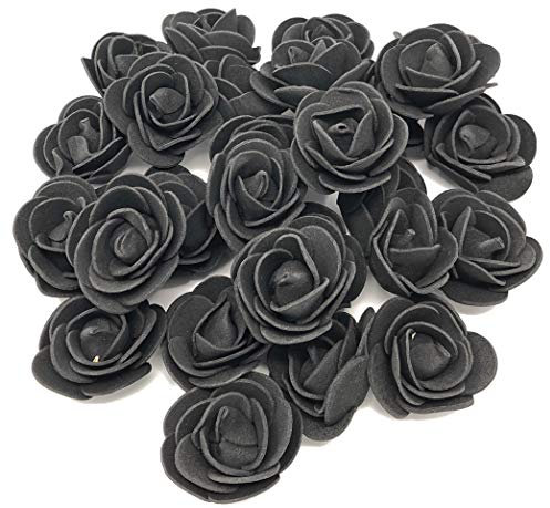 Rosenblumen aus Schaumstoff, Dekorative Kunstblumen, Schwarz, 30 mm, Schaumstoff, Schwarz , 30 mm