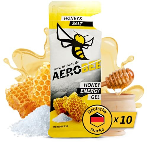 AEROBEE Energy Gel Classic - Honey & Salt 10 x 26g [100% Natürliches Energie aus Honig] richtig leckeres Sportgel für den Ausdauersport, Energy Gel Laufen, Power Sport, Sportnahrung