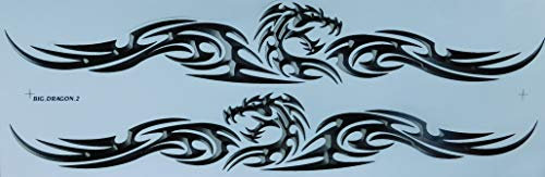 DD Grosse Flammen Drache schwarz grau Sticker Aufkleber Folie 1 Blatt 530 mm x 170 mm wetterfest Motorrad Fahrrad Skateboard Auto