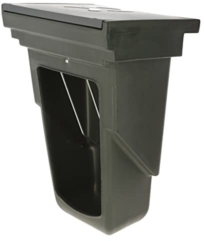 Kerbl Kombi-Futterbox klein (Farbe grün, BxTxH 330 x 512 x 270 mm, 11,5, mit verzinktem Raufeneinsatz für Heu & Kraftfutter, ideal für Kälberhütten, außen befüllbar, wettergeschützt) 144352