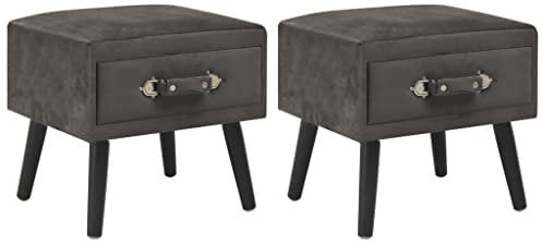 vidaXL 2X Nachttisch 1 Schublade Nachtschrank Nachtkonsole Nachtkommode Schlafzimmer Kommode Schrank Beistelltisch Beistellschrank Grau Samt 40x35x40cm