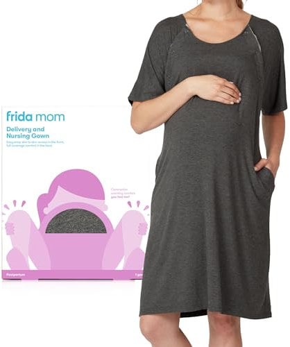 FridaBaby Delivery and Nursing Gown | Easy-Snap, Tagless, Skin-to-Skin Access for Nursing and Full Coverage in The Back