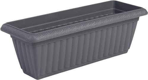 Iris Ohyama, Pot pour Plantes Jardinière Mince avec système de Drainage/réservation de l'eau pour Le Jardinage - Slim Planter Relief 500, Gris