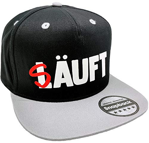 SAUFCOUNTER MARK YOUR DRINKS SÄUFT Snapback (Schwarz/Grau) Saufen Saufi Party Mallorca JGA Herrentag Vatertag Party Strichliste Bier Schnaps Kurze Mische