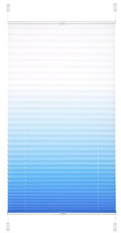 WR-Design Verspanntes Klemmfix-Plissee mit Farbverlauf in Azurblau - Breite 40 bis 120 cm - Länge 130 cm und 210 cm - der attraktive Sichtschutz (90 x 210 cm)
