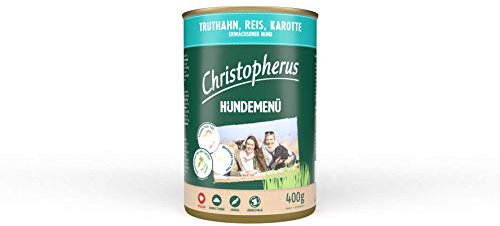 Christopherus Hundemenü, Mit Truthahn, Reis, Karotte, Vollnahrung für erwachsene Hunde, Nassfutter, 6 x 400 g