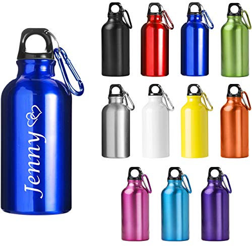 Schmalz® Aluminium Trinkflasche mit Gravur Isolierflasche Wandern Camping Outdoor Schule Kindergarten graviert (gelb)