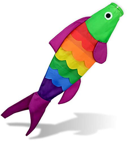 Madrona Brands Regenbogenfisch-Windsack, langlebige Outdoor-Hängedekoration, Hof, Garten, Boot, Terrasse, 101,6 cm