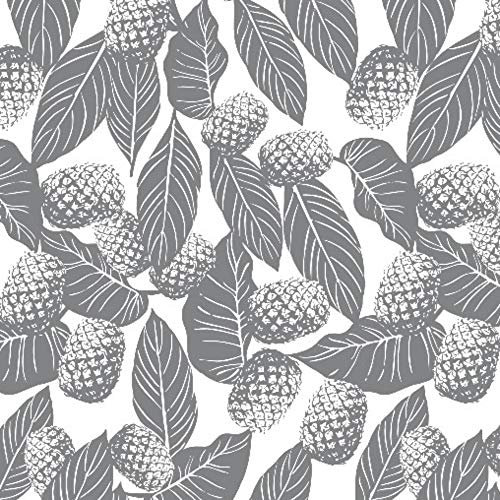 Pingianer 100x160cm Ananas Blätter 100% Baumwolle Baumwollstoff Kinder Meterware Handwerken Nähen Stoff (Ananas Blätter Weiß Grau, 100x160cm)