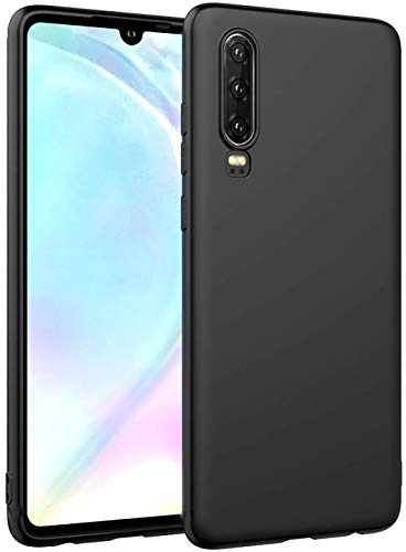 Verco Kompatibel mit Huawei P30 Hülle, Matte Rückschale Schutzhülle für P30 Case Silikon Handyhülle - Schwarz