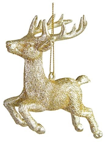 Hansmeier® Hirsch Weihnachtsdeko - Anhänger für Weihnachten - 3er Set Gold - 13x10x5 cm - Baumschmuck - Weihnachtsdeko