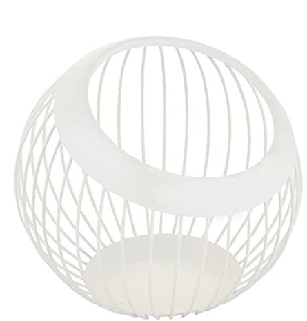 JUNYFFF Fruit Basket, Decorative Fruit Bowl, Bread Basket, Metal Fruit Baskets, Fruit Étagère Ventilated Fruit Bowl Design, 20Cm,White