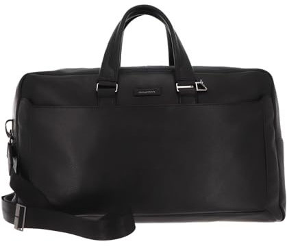 PIQUADRO - Reisetasche aus Leder mit Schuhfach - 50L - Unisex - Schwarz | Schuhfach, Trolley-Befestigung, Geräumig, Wochenende, Business, Elegant und Professionell