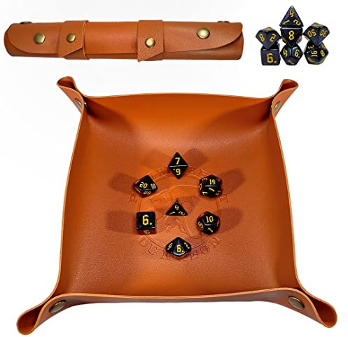 Power Beast Dungeon 2 en 1 Tablero y Bandeja rol Enrollable + Juego de 7 Dados rol, D&D, Juegos de Mesa, Bolsa para Dados, Dungeons and Dragons, Dragones y Mazmorras, DND, RPG, Juegos de rol.