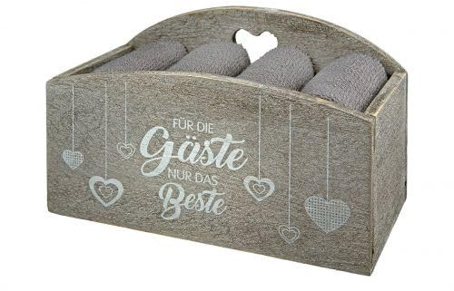 Gästehandtücher in Holzbox in grau (Nummer 2)für die Lieblingsgäste