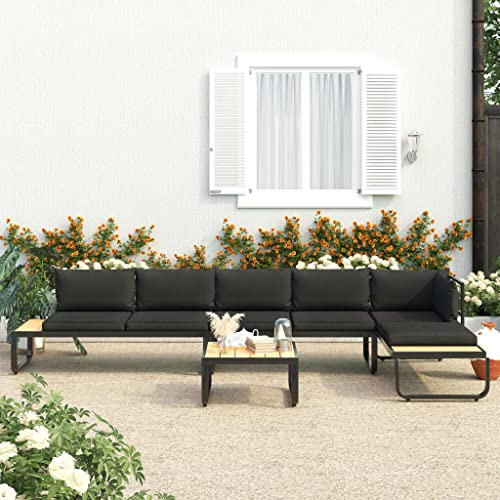 ZQQLVOO Gartenbank Gartensofa,Sessel Loungesofa Empfangszimmer,Couchgarnitur, 4-TLG. Garten-Ecksofa-Set mit Auflagen Aluminium und WPC,für Terrasse, Balkon, Suitable for Indoor and Outdoor use