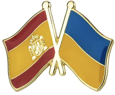España y Ucrania Ucrania Española Amistad Nacional Bandera de Metal Esmalte Pin Insignia, Metal
