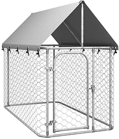 Tidyard Outdoor Dog Kennel with Roof Outdoor Animal Pet Supplies Runs Puppy Enclosure Safety Pet Kennel Cage Large Dog House 200x100x150 cm