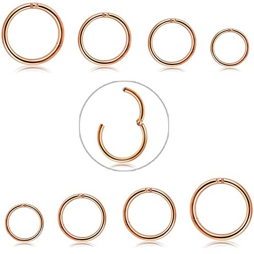 JeryWe 3/6/8PCS Nasenring Hoop 316L Chirurgenstahl Septum Clicker Nasenpiercing Knorpel Daith Conch Tragus Helix ohrring Ohr Nostril Körperpiercing Set Segmentring Lippenring 16/18/20g 6-12MM