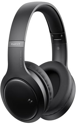 Havit H633BT Kabellose Over-Ear-Kopfhörer, faltbares Design, 22 Stunden Spielzeit, Studio-Sound, kraftvoller Bass, weiche Ohrenschützer, HD-Mikrofon - Schwarz