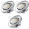 Brandson - 3x LED Deckenspot dimmbar und schwenkbar - Ultra Flache Spots Einbauleuchte - Einbauspot Deckenstrahler - Slim Aluminium Rahmen Edelstahl Optik - Abstrahlwinkel 120 Grad - 230V
