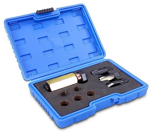 ENVA Reparatursatz für Lambdasonden Gewinde 9TLG. Präzises Werkzeugset zur einfachen Reparatur von defekten Lambdasondengewinden Lambdasondenwerkzeug Reparatur Set inkl. Reibahle + Reparatureinsätze +