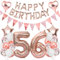 Ouceanwin Geburtstagsdeko 56 Jahre Frau, Rosegold Luftballon 56. Geburtstag Dekoration Set, Folienballon Zahl 56, Helium Ballon Happy Birthday Girlande für 56. Geburtstag Frauen Party Deko