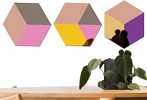 Farbige Acrylplatten, selbstklebende farbige Acryl-Spiegel, sechseckiger Wandaufkleber, Schwammkleber, platzsparend, Cartoon-Design, Wanddekoration für Wohnzimmer, Kleiderschrank, Badezimmer,