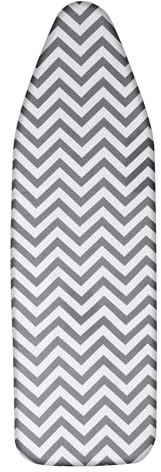 NiCoLa 138x40cm Ironing Board Cover 100% Cotton, Ironing Board Cover with Thick Felt, Ironing-Resistant and Stain-Resistant Adjustable Ironing Board Cover (White-Gray-1)