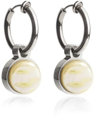 Clip Ohrringe mit Anhänger • Silber Ohrclips aus Edelstahl • mit Charm in hellgelb zum Wechseln • nachhaltig & handgemacht • MIX AND MATCH • Ø 14 mm