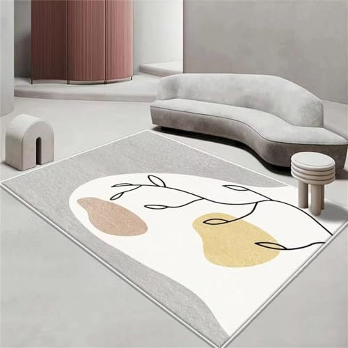 Treer Teppich Wohnzimmer Kurzflor Moderne Waschbarer Schlafzimmer rutschfest Flauschig Weicher Wohnztimmerteppich fürs Schlafzimmer, Kinderzimmer Geeignet (140x200cm,Wabi-Sabi-Stil)
