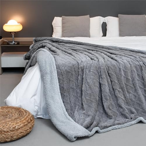 Paco Home Kuscheldecke Flauschig Decke Sofa Sherpa Sofaüberwurf Couchdecke Wohndecke Wohnzimmerdecke Wendbar Skandi, Farbe:Anthrazit 2, Größe:200x240cm