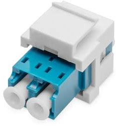 DIGITUS LWL-Keystone-Modul – LC/LC-Duplex – Singlemode Glasfaser – OS2 – Keramikhülse – für Patchpanel oder Anschlussdosen – Blau/Weiß